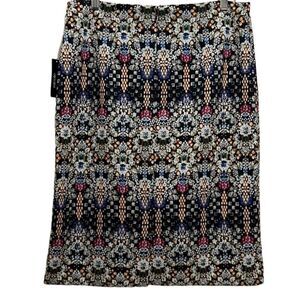 Nicole by Nicole Miller skirt multicolored floral knit ‘anniversary bling’ LG